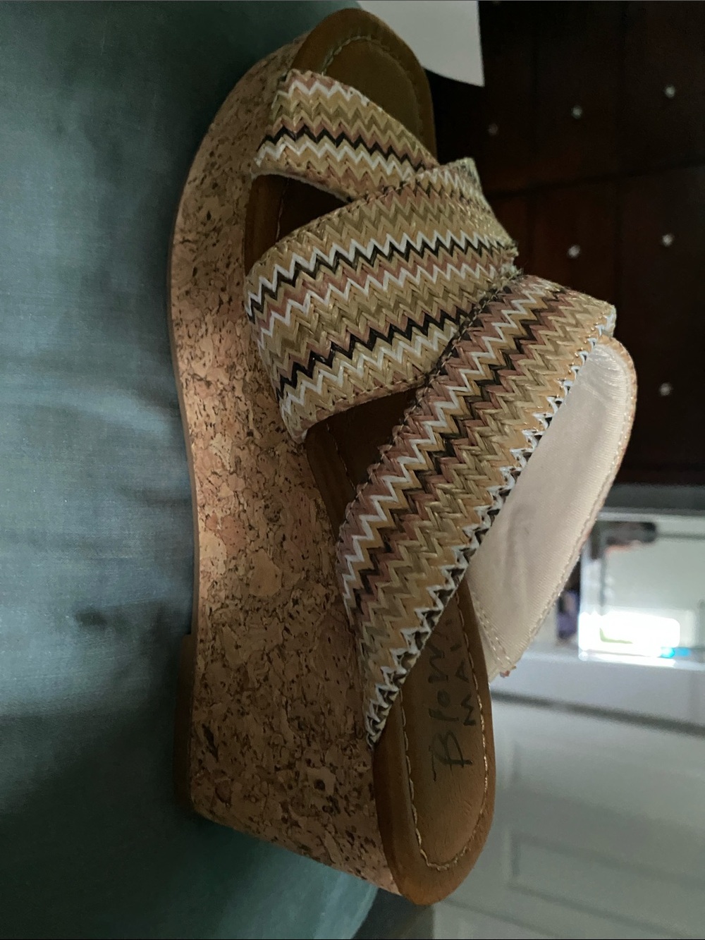 Blowfish Woven Zigzag Tan & Multicolor Crisscross Slides - Picture 4 of 9